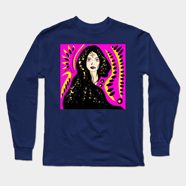 the bright future story teller woman in magical stars Long Sleeve T-Shirt by jorge_lebeau